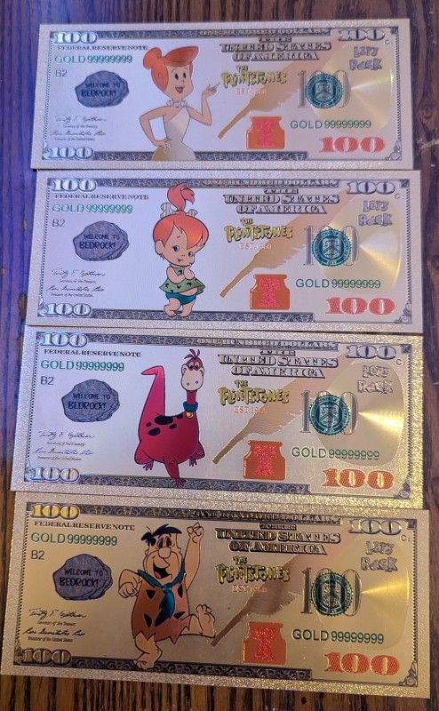 24k Gold Foil Flintstone's bills