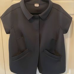 Armani Collezioni Black Scuba Neoprene Short Sleeve Snap Jacket Size 12 Italy