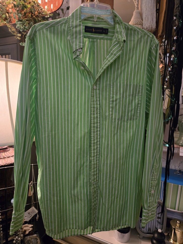 Men's Large, Ralph Lauren 100% Cotton Button Front Shirt ⁹