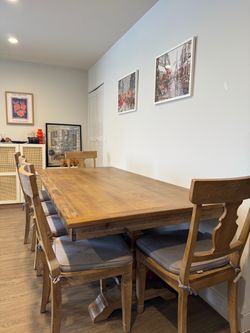 Wood Dining Table with 6 Chairs
