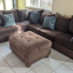 Brown Sectional Sofa And Ottoman