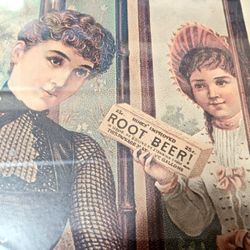 Vintage HIRES ROOTBEER Old Advertisement in Frame 16 In X 12.5 in Nice!