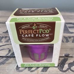 PerfectPod Cafe Flow Reusable Single-Serve Coffee Filter Cup w/ pack of filters