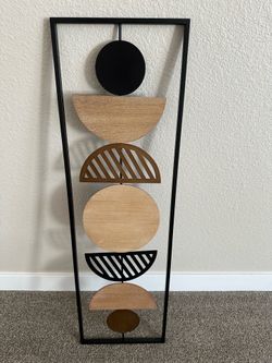 Geometric Wood and Metal Art Piece