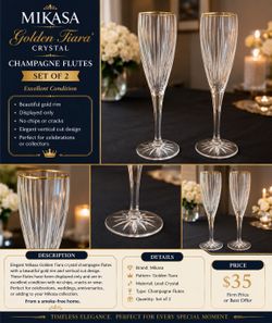 Mikasa Golden Tiara Crystal Champagne Flutes – Set of 2
