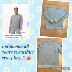 Lululemon all yours sweatshirt size 4 $65 🏃🏻‍♀️🛍️