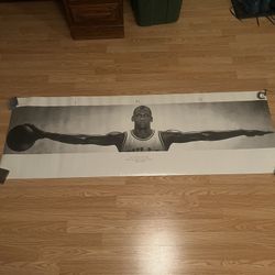 Rare! Michael Jordan 1989 Nike Wings Original Poster 24x72 Good Condition!