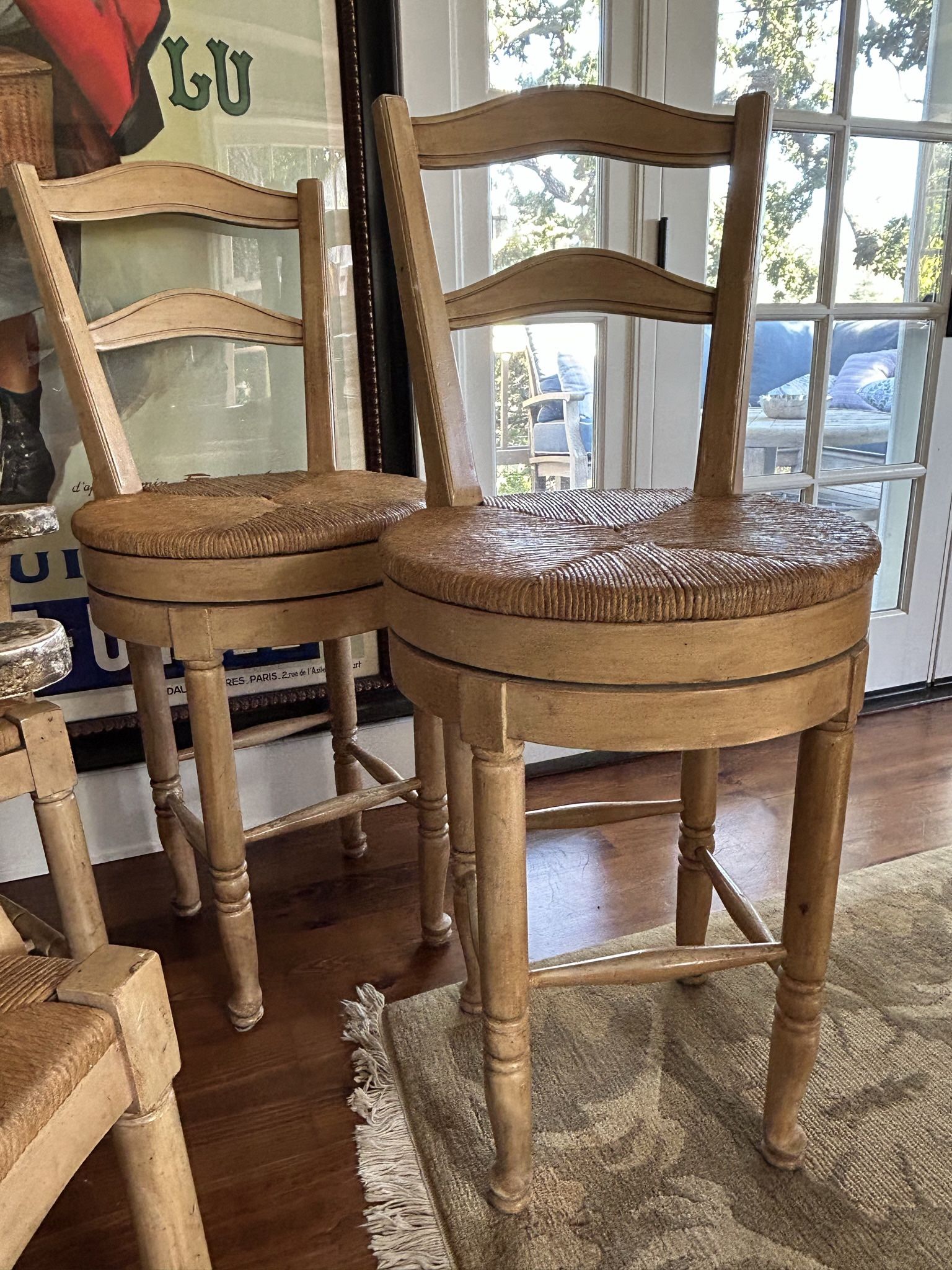 Wooden Ladder-Back Stools (2)
