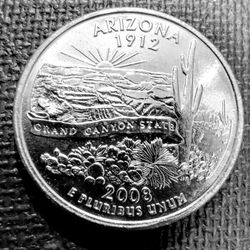 2008-P Arizona State Quarter Uncirculated From US Mint Roll.