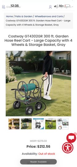 Costway 300 ft Garden Hose Reel Cart