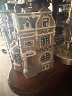 Christmas Village Library Ceramic Building Figurine