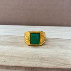 Unisex Gold Rings Green jade rings Lucky Jade Rings Jade Rings Jewelry