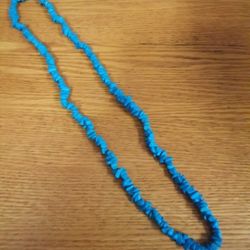 Azure Blue Turquoise Colored Stone Bead Endless Necklace 31 inches
