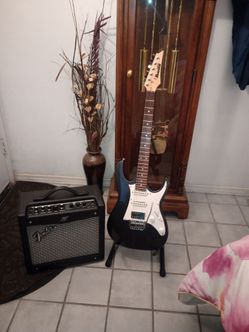 Ibanez Geo metallic grey with upgraded Fender pickups+ Fender Mustang Amp