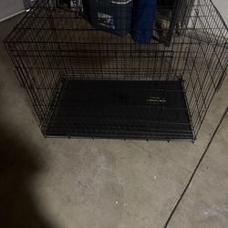 Large double door collapsible wire dog crate