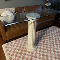 Glass and Faux Stone Console Table Decor