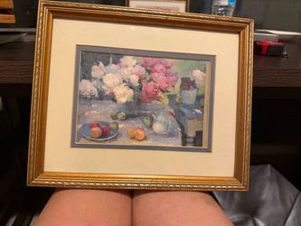 Framed Floral Still Life Oil Painting print