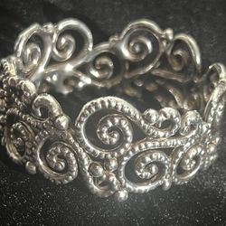 925 Sterling Silver Filigree Cuff Bracelet 