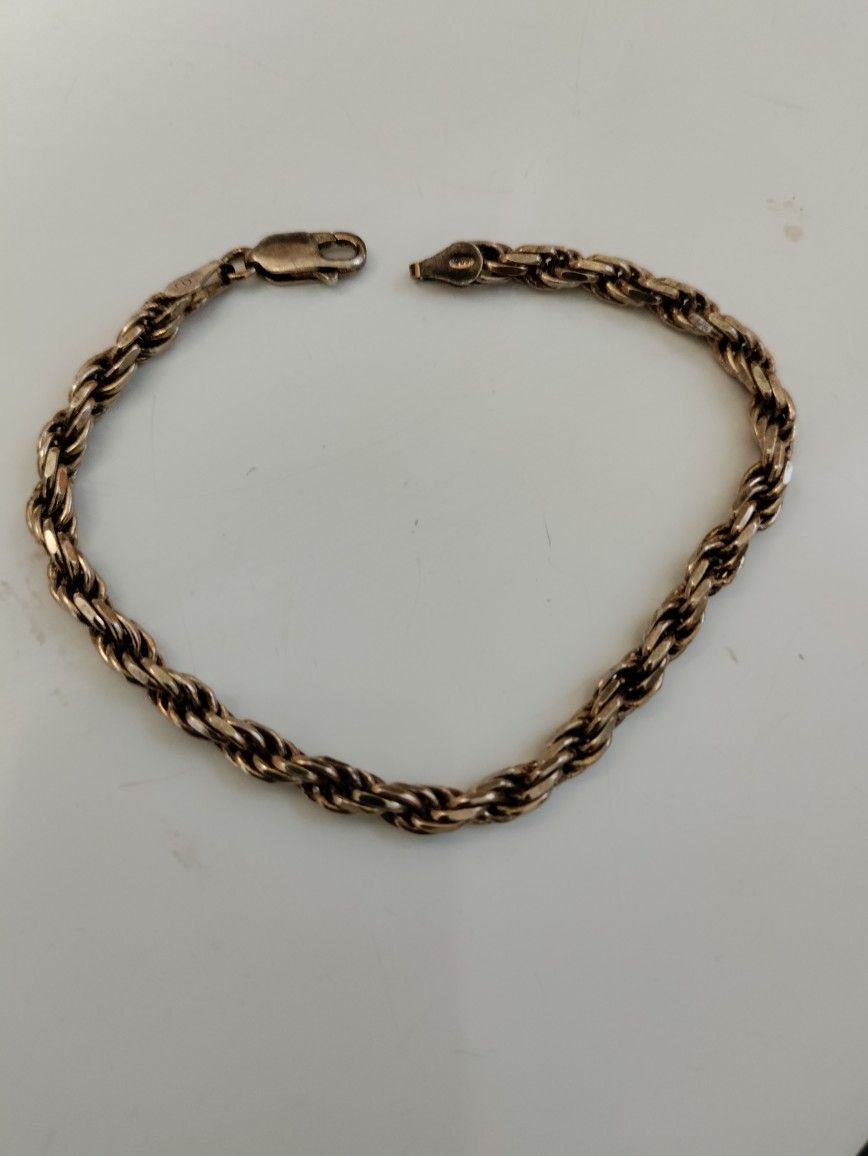 Gold Plated 925 Silver Bracelet 7" Long
