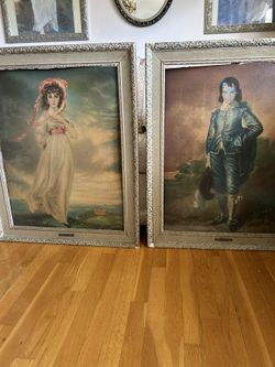 Vintage Couple Pinkie And Blue Boy By Thomas Lawrence And Thomas Gainsborough 