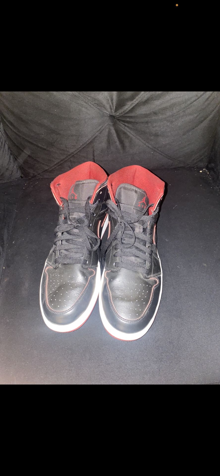 Used Air Jordan 1 Mid Black/Red Size 11.5