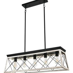 1400: New Farmhouse Rectangular Chandelier Rustic, 5-Lights Kitchen Island Lighting, Linear Island Light Fixture Farmhouse Pendant Lighting Fixtures f
