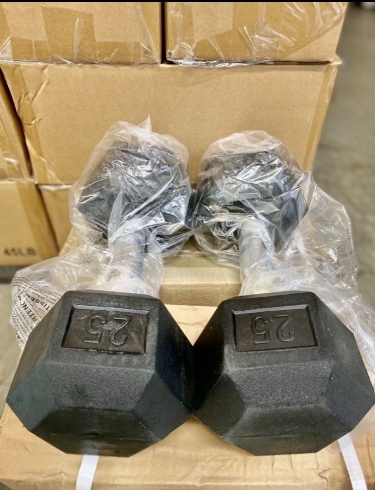 Brand New 25 Lbs Hex Rubber Dumbbells…. 