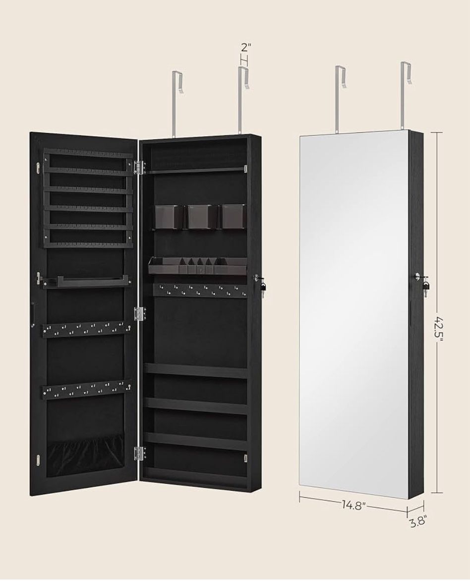 Lockable Mirror With Jewelry Organizer