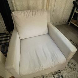 Swivel White Armchair / Accent Chair