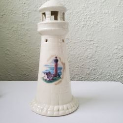 Vintage Art Pottery Lamp Shade without vase 8.5" Lighthouse beach coastal glazed