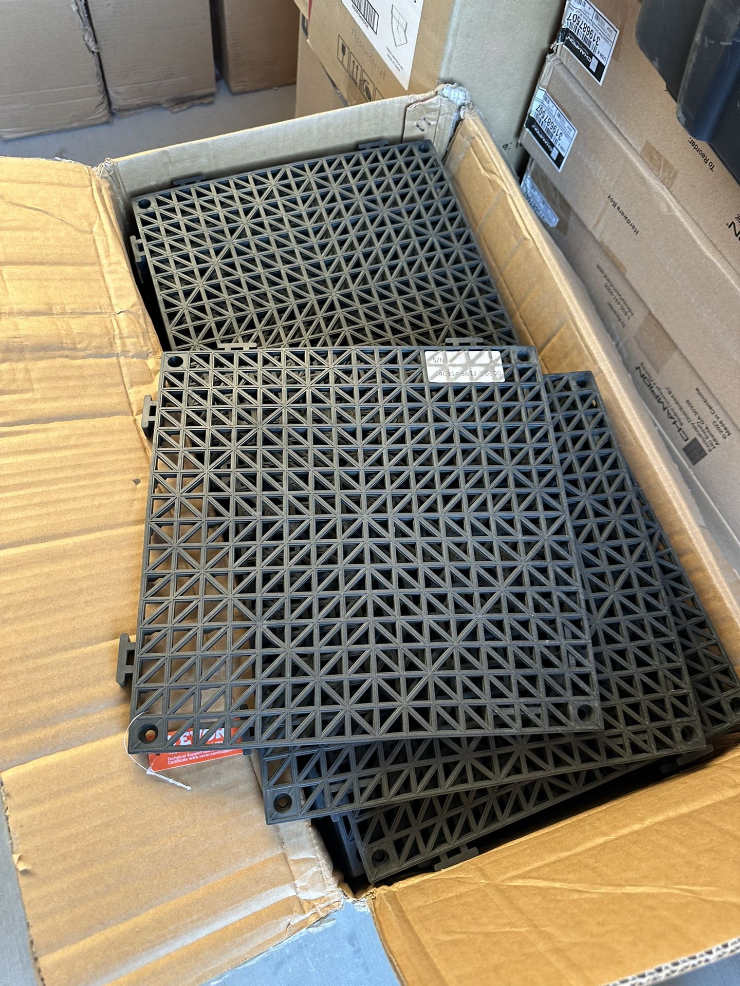 New new in box total 50 pcs in this box only $75 dls no tax We locate in hesperia Interlocking Drainage Mat Floor Tiles 12 x 12 x 0.6 in. PVC Inter