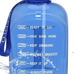 Motivational Water Bottle with Straw - Leakproof Water Jugs with Time Marker, BPA Free Water Bottle with Handle Wide Mouth Water Mugs (Included Straw