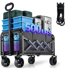500LBS Heavy Duty Collapsible Wagon Cart with 360°Swivel Break for Beach
Extra Large Foldable Utility Cart Design, Lightweight, For Beach Groceries Ca