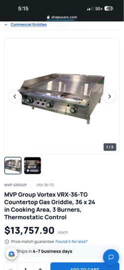 Vortex countertop gas griddle