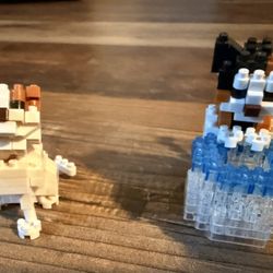 Nanoblock - Cats-Fishbowl Cat (272) & Nanoblock - Cat Breed-Scottish Fold (268)