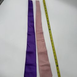 Kat Long 100% Silk Ties Lot 2 Handmade Purple & Pink Checkered