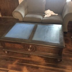 Ethan Allen Leather Top Table