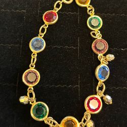 Vintage Austrian Rainbow Crystal Bracelet 
