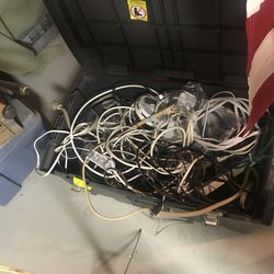 storage with extension cords and cables