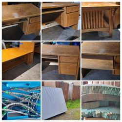 Free STUFF.... desk, Office Chair, Coffee Table Box Spring, Queen Memory Foam. Tire Chains