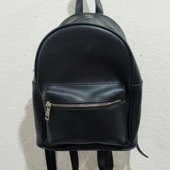 Black Leather Backpack Purse 10in X 12in 