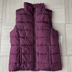 Fleece Lined Maroon Puffer Vest - Girl’s Size 18 NWT
