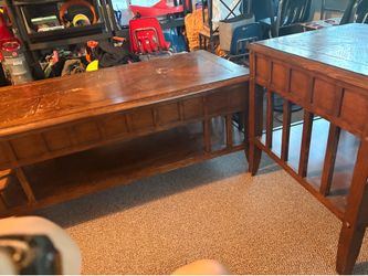 Wood coffee table and 2 end tables