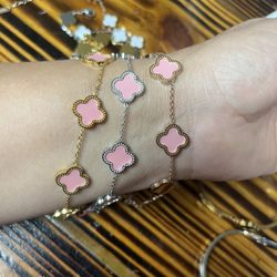 Pink Four Leaf Clover Bracelet 