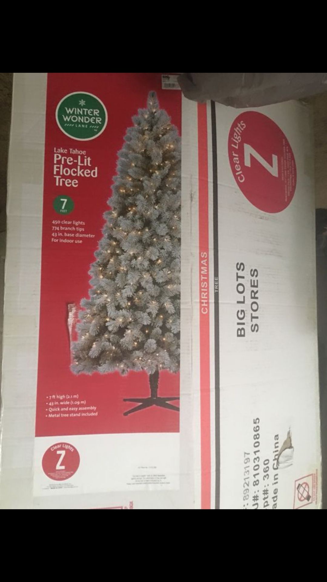 $25 7 foot pre lot flocked Christmas tree