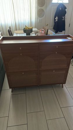 Mid-Century Modern Walnut Shoe Cabinet