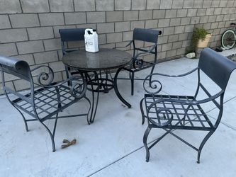 Outdoor Table . ( All Metal, Marble Table Top)