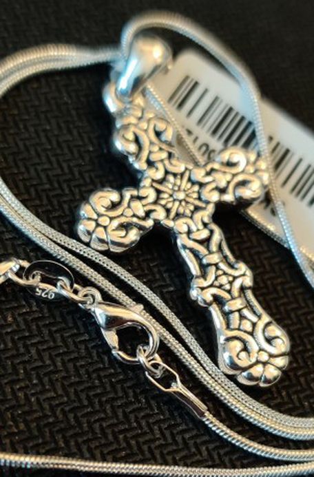 Sterling Silver Celtic Scroll Boho Cross Necklace