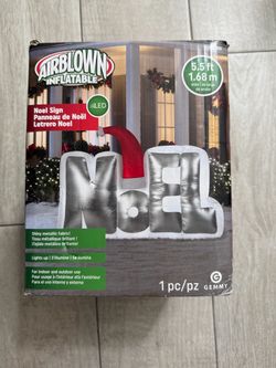 Gemmy Airblown Inflatable LED Illuminated Noel Sign 5.5 ft Silver Holidays Christmas