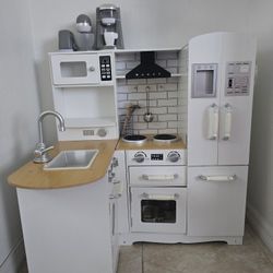 Toy Kitchen Set With Food, Dishes, And Appliances 